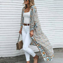 TEELYNN Kimono Cardigan long Women blouse shirt vintage 2020 floral print Boho robe beach cover up summer cover up wrap Blusa 2024 - buy cheap