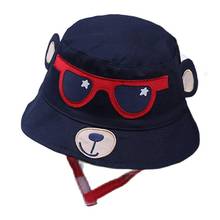 Chapéu de pescador e pesca infantil de algodão, gorro de urso de desenho animado macio para o verão, chapéu para meninos e meninas, chapéu de praia estilo panamá 2024 - compre barato