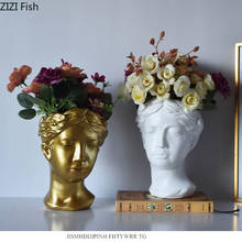 Vaso de flores decorativo óxido de magnésio, vaso de ouro, retrato, estatueta, decoração para casa, material leve, arranjo floral 2024 - compre barato