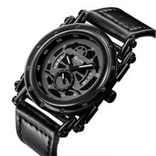 Gorben-Reloj de pulsera de cuarzo para hombre, cronógrafo de pulsera con correa de cuero, estilo militar, deportivo, color dorado, plateado y negro 2024 - compra barato