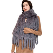 Модное женское пончо из натурального кроличьего меха, шаль, шаль, вязаный кашемировый свитер, качественный шарф на осень и весну 2024 - купить недорого
