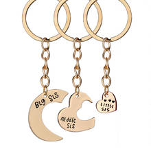 3pcs-set Big Sis Middle Sis Little Sis Keychain Love Heart Sister Key Chain Family Best Friends Jewelry Christmas Gifts Chaveiro 2024 - buy cheap