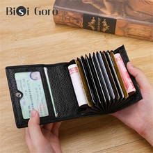 BISI GORO 2021 Men Genuine Leather Wallet Business Card Holder Wallet Bank ID Card Holder Small Coin Purse Mini Card Wallet 2024 - buy cheap