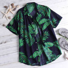 Casual Mens Beach Hawaiian Shirts Cotton Floral Mens Printed Hawaiian Loose Beachwear Short Sleeve Casual Buttons Shirt 2024 - buy cheap