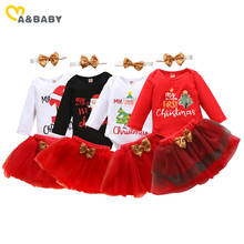 Ma & Baby-Conjunto de Ropa para Niñas de 0 a 24 meses, Pelele de dibujos animados de Papá Noel, faldas con lazo de lentejuelas, traje de princesa para Navidad 2024 - compra barato