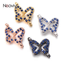 Nevivi pingente de borboleta azul, pingente fofo de animal com zircônio micro empedrado para fazer joias femininas, pulseira artesanal, colar diy 2024 - compre barato