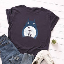 Camiseta de algodón con estampado de gato para mujer, ropa de calle de gran tamaño, divertida, de manga corta 2024 - compra barato