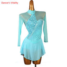 Latin Dance Dress Mesh Diamond Skirt Long Sleeves Performance Clothes Profession Custom Female Adult Child Practice Clothing 2024 - buy cheap