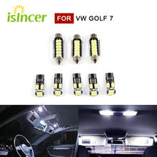 Conjunto de luzes led para interior do carro, 8 peças, para vw golf 7, para modelos sedan e sportsvan, tamanho 25mm, 41mm, lâmpada branca 2024 - compre barato