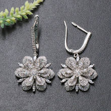 Lanyika Fashion Jewelry Luxury Lucky Classic Snow Flower Earrings Stud Micro Pave Zircon Engagement Party Popular Earrings Gift 2024 - buy cheap