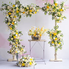Wedding floral yellow flower arrangement backdrop Artificial arch set wedding simulation flower road decoration props 2024 - buy cheap