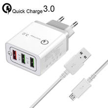 18W EU Quick Charge QC 3.0 USB Phone Charger & 1M Micro USB Cable Wall Plug Charger for Samsung Xiaomi Huawei LG ZTE HTC Android 2024 - buy cheap