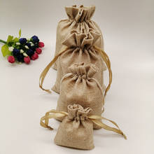 50pcs Fabric Jute Bags Gift Packaging Bag Gift Bag Drawstring Cotton Bag for Christmas Party Wedding Jewelry Pouch Diy Handmade 2024 - buy cheap