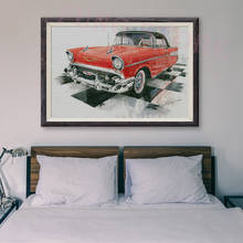 T107 Retro Racing Car Classic Painting Red car 66 Custom Silk Poster Home Deco Wall Art Christmas Gift 2024 - buy cheap