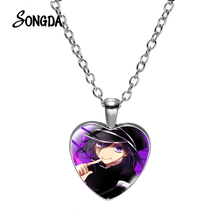 Anime Danganronpa V3 Kaede Akamatsu Necklace Cartoon Glass Cabochon Heart Pendant Neck Chain Choker Gifts For Women Fans Jewelry 2024 - buy cheap