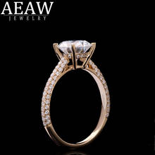 AEAW 6.5mm 1.0ct  Round Cut 14k Yellow Gold Moissanite Ring Half Full Eternity Sizes Original Dazzling Female Jewelry 2024 - buy cheap