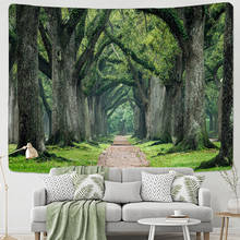 Nature Wall Tapestry Tree Forest Starry Sky Psychedelic Carpet Wall Cloth Tapestries Tenture Hippie Tree Mandala Tapiz Landscape 2024 - buy cheap