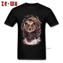 Camiseta negra para hombre, camisetas de oso calmado, Camiseta estampada de dibujos animados, camisetas de cuello redondo, sudaderas Vintage, camisetas personalizadas de regalo familiar 2024 - compra barato