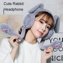 Fone de ouvido com coelho fofo 3.5mm, headset com fio tocador de música para smartphone pc presente de aniversário 2024 - compre barato