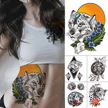 Waterproof Temporary Tattoo Stickers Leopard Tiger Moon Flower Flash Tattoos Women Body Art Sun Jewelry Fake Sleeve Tatoo Mal 2024 - buy cheap