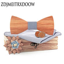 Classic Mens Wooden Bow Tie Fashion Solid Color Cravate Silver grey Red Green  Bowtie Brooch Cufflinks Plaid Ties Set 2024 - buy cheap