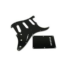 3Ply SSS Pickguard & Back Plate Set for Strat Style Guitar, Black W/Screws 2024 - buy cheap