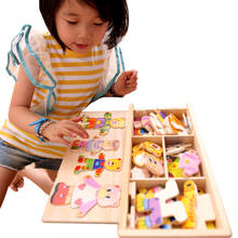 Pouco urso mudar roupas crianças educação precoce quebra-cabeça de madeira vestir jogo bebê quebra-cabeça de madeira brinquedos educativos 2024 - compre barato