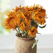 DENISFEN  Autumn Decoration Yellow Sunflower Dried Flowers Bouquet Real Flower for Home Decoration Office Party Garden Decor 2024 - buy cheap