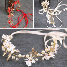 Charm Bride Headpiece Crown Headband Headwear Pearl Wedding Headdress Handmade Romantic Flower Tiaras Hair Jewelry Accessories 2024 - buy cheap