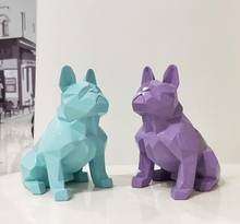 Estatua de perro de resina geométrica abstracta nórdica, escultura minimalista moderna de Bulldog Francés, estatua de Animal, adorno artesanal, decoraciones 2024 - compra barato