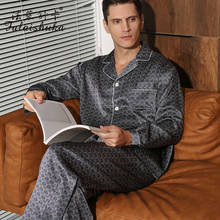 19 momme 100% natural silk men sleepwear winter new Long sleeve pajama sets men noble Exquisite silky sleepwear men T9078 2024 - compre barato