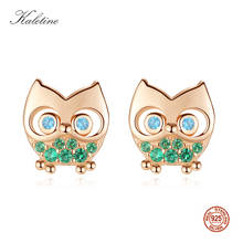 KALETINE Animal Owl Trendy Earrings Solid 925 Sterling Silver Female Cute Jewelry Rose Gold CZ Charms 3D Earrings For Women 2024 - buy cheap