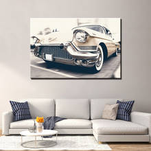 Carro vintage cadillac poster quadros da lona parede arte pano impressões para sala de estar decoração casa 2024 - compre barato