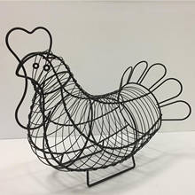 Arte del hierro huevos cesta de almacenamiento de huevo de pollo soporte lindo gallina cocina en forma de organizador cesta de almacenamiento Rack Decoración 2024 - compra barato