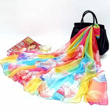HanXi-bufanda de seda de gran tamaño para mujer, chal estampado de arcoíris, protector solar de verano, bufanda de playa, chal de sección delgada de gran variedad, 200cm 2024 - compra barato