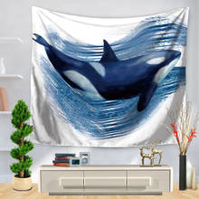 Ocean Animals Series Swimming Dolphin Killer Whale Tortoise Pattern Wall Hanging Polyester Tapestry Home Decor Art 2024 - buy cheap