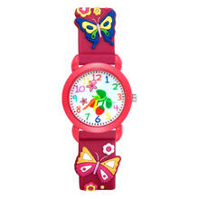 Moda dos desenhos animados borboleta cereja estilo crianças relógios crianças estudante meninas quartzo 3d silicone relógio de pulso jp07 2024 - compre barato