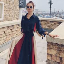 women dress autumn Sweet Full Patchwork Mid-Calf Empire long dress Korean ladylike dresses women 2024 - buy cheap