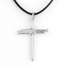 2021 New Fashion Cross Necklace Men Punk Nail Styling Silver Color Pendant Leather Rope Chain Creative Necklace Gifts Jewelry 2024 - buy cheap
