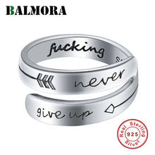 BALMORA 100% 925 Silver Never Give Up Ring For Loves Girl Vintage Wrap Twisted Ring Statement Ring Jewelry Valentine's Day Gift 2024 - buy cheap
