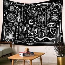 Hippie Mandala Tapestry Wall Hanging Indian Ethnic Black White Moon Skull Eagle Psychedelic Tapestry Tarot Witchcraft Wall Tapiz 2024 - buy cheap