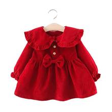 Outono roupas infantis menina vestido de manga longa crianças casual arco princesa vestido de festa de bebê roupas 2024 - compre barato