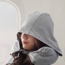 Travesseiro em forma de u de algodão, travesseiro de pescoço para cervical travesseiro de viagem com capuz avião personalizado 2024 - compre barato