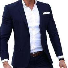 Terno masculino clássico sob medida, conjunto com 2 peças (jaqueta + calça + gravata) 2024 - compre barato