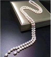 Fashion jewelry  noble jewelry long 9-10mm Freshwater white pearl necklace 2024 - buy cheap