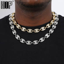 HIP HOP CZ Gold   Coffee Iced Out Alloy Bean Pig Nose Rhinestone Necklace Charm Link Chain Bling Necklaces for Men Jewelry 2024 - buy cheap