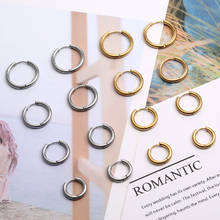 Brincos de argola pequenos estilo punk, brincos de argola dourados e prateados para mulheres e homens, anel de nariz de aço inoxidável, joias 2024 - compre barato