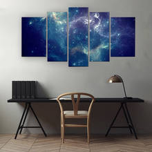 Cuadro de pared de cielo estrellado para decoración de sala de estar, pintura en lienzo de nebulosa, póster e impresiones de cinco piezas para decoración del hogar 2024 - compra barato