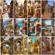 HUACAN DIY Pictures By Number Town Kits Home Decor Painting By Numbers Street Landscape Drawing On Canvas HandPainted Art Gift 2024 - buy cheap