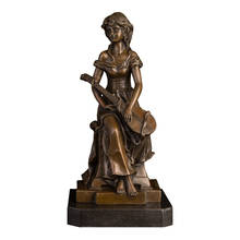 Figura de bronce con estatua China Zither, figura femenina, arte, fundición en caliente, Base de mármol, decoración del hogar 2022 - compra barato
